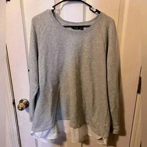 Apt.9 Women's Size 1X Lightweight Sweater Gray White Long Sleeve Hi-Low Sparkles